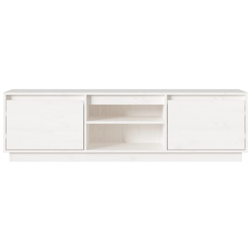 Szafka pod telewizor, biała, 140x35x40 cm, lite drewno sosnowe