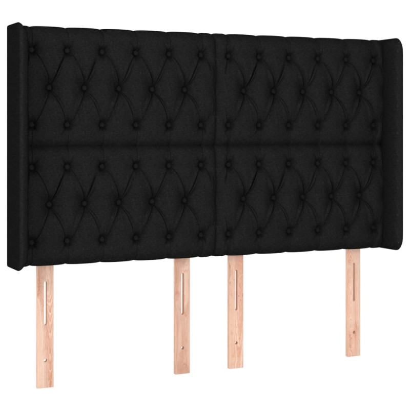 Łóżko kontynentalne z materacem, czarne, 140x190 cm, tkanina
