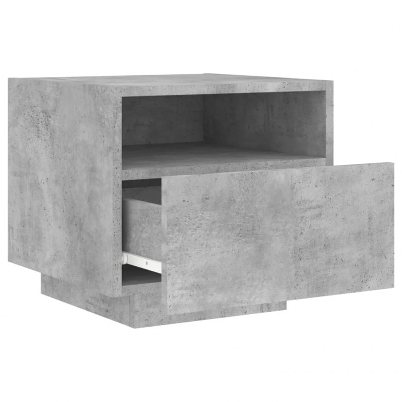 Szafki nocne z LED, 2 szt., szarość betonu, 40x39x37 cm