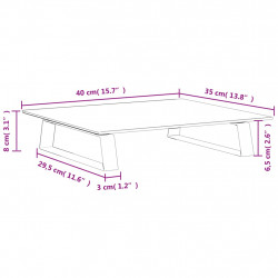 Podstawka pod monitor, czarna, 40x35x8cm, szkło hartowane metal