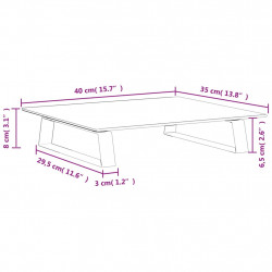 Podstawka pod monitor, biała, 40x35x8 cm, szkło i metal