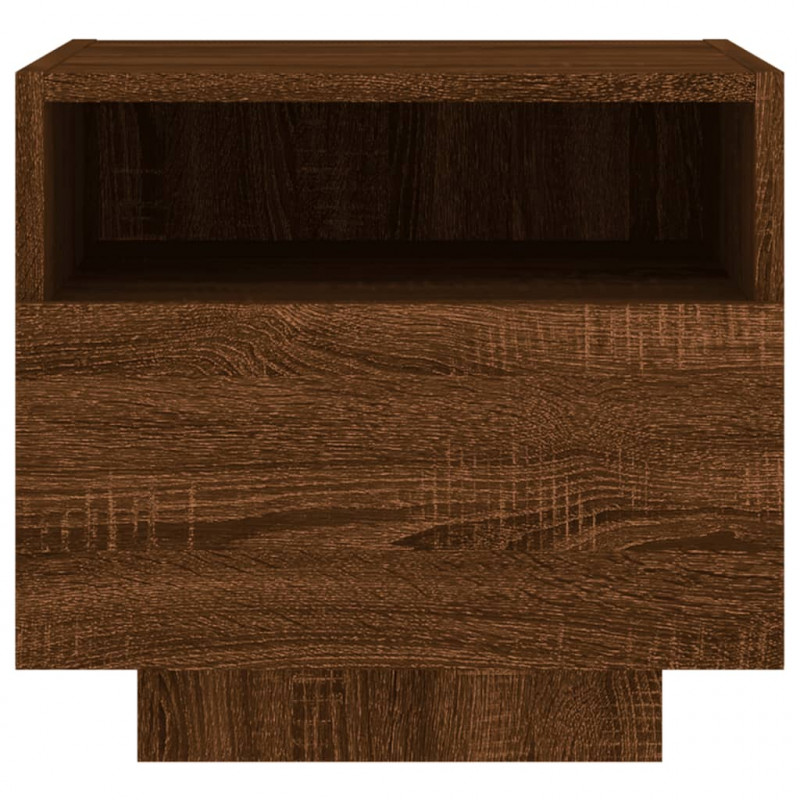Szafki nocne z LED, 2 szt., brązowy dąb, 40x39x37 cm