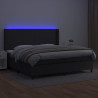 Łóżko kontynentalne z materacem i LED czarna ekoskóra 200x200cm