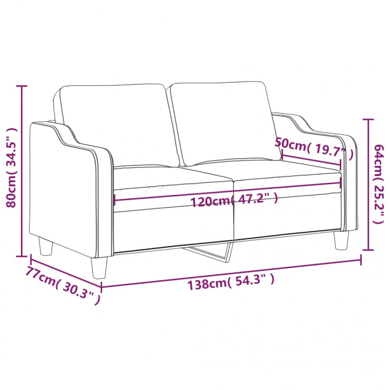 2-osobowa sofa, kremowa, 120 cm, tapicerowana tkaniną