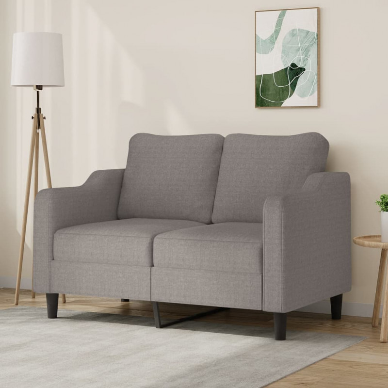 Sofa 2-osobowa, kolor taupe, 140 cm, tapicerowana tkaniną