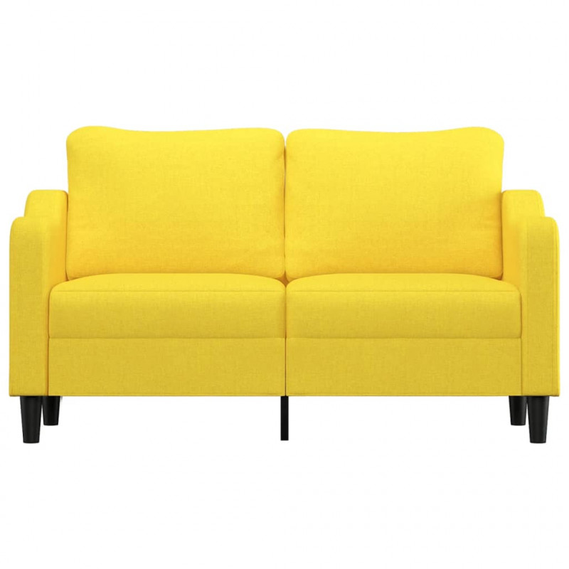 Sofa 2-osobowa, jasnożółta, 140 cm, tapicerowana tkaniną