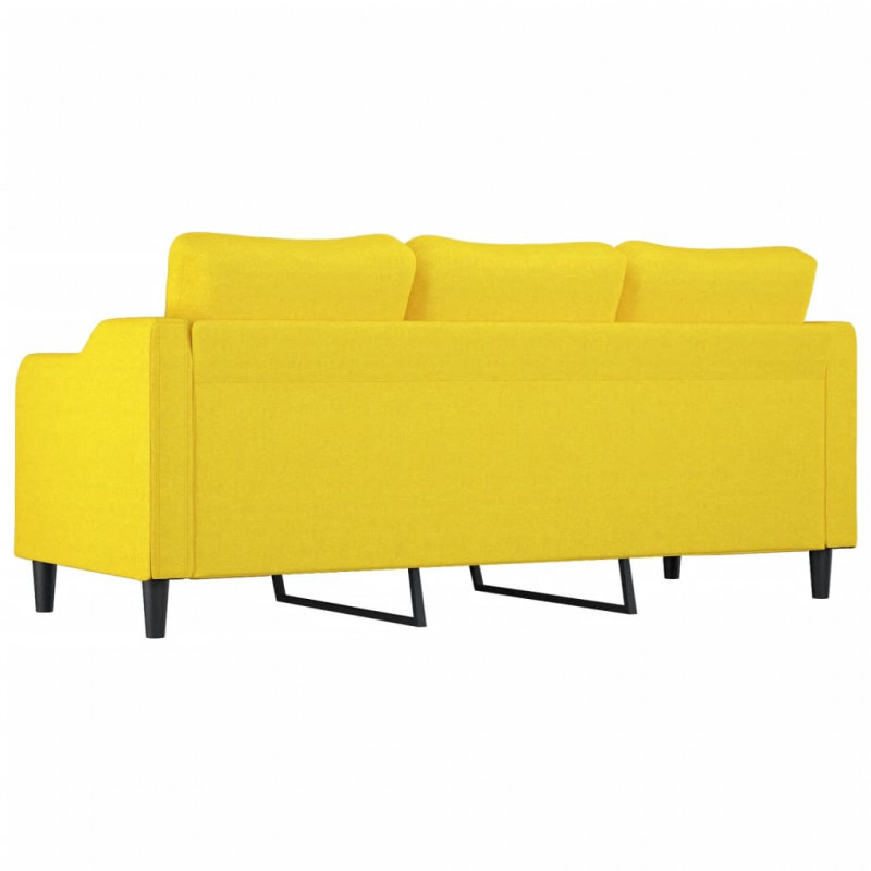 Sofa 3-osobowa, jasnożółta, 180 cm, tapicerowana tkaniną