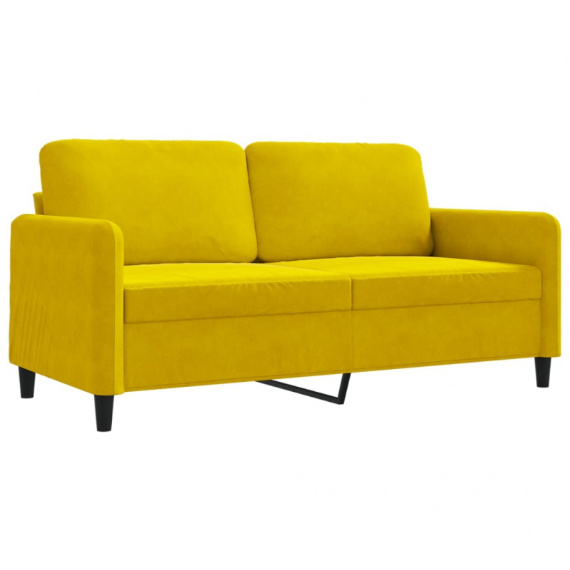 Sofa 2-osobowa, żółta, 140 cm, tapicerowana aksamitem