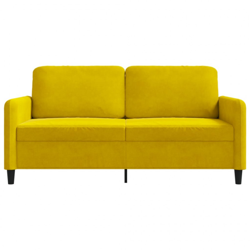 Sofa 2-osobowa, żółta, 140 cm, tapicerowana aksamitem
