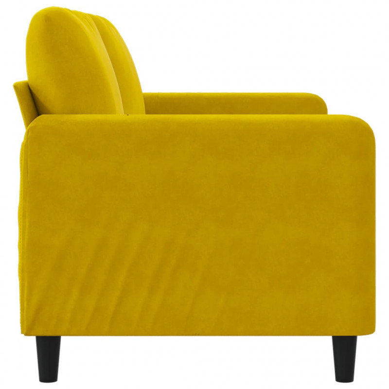 Sofa 2-osobowa, żółta, 140 cm, tapicerowana aksamitem