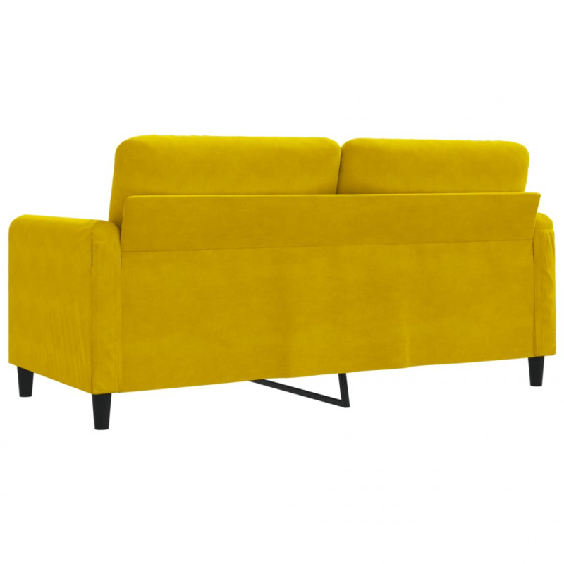 Sofa 2-osobowa, żółta, 140 cm, tapicerowana aksamitem