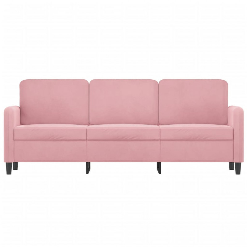 Sofa 3-osobowa, różowa, 180 cm, obita aksamitem