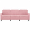 Sofa 3-osobowa, różowa, 180 cm, obita aksamitem
