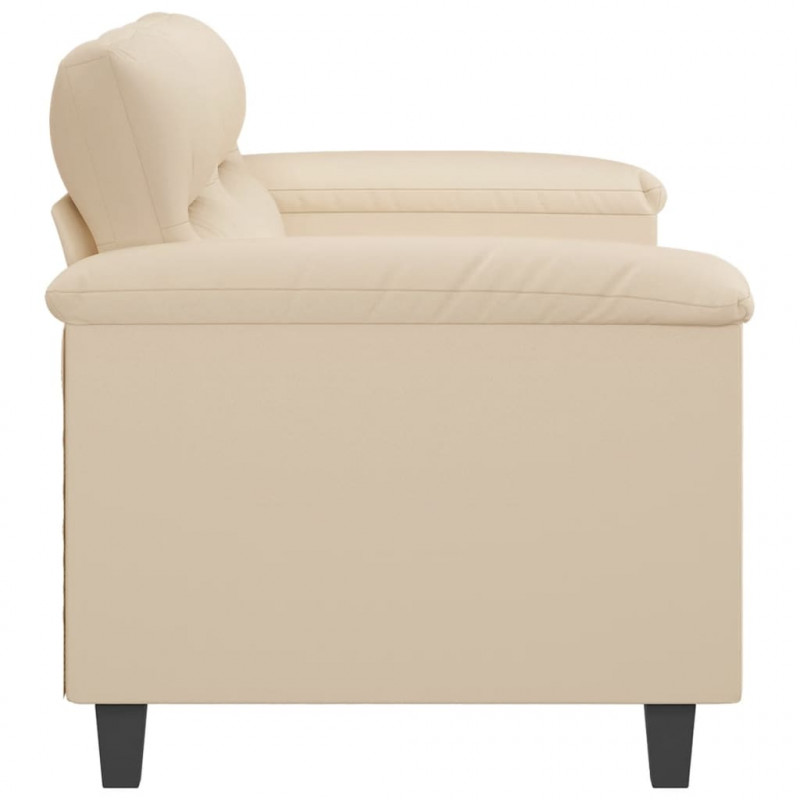Sofa 2-osobowa, kremowy, 140 cm, tapicerowana mikrofibrą