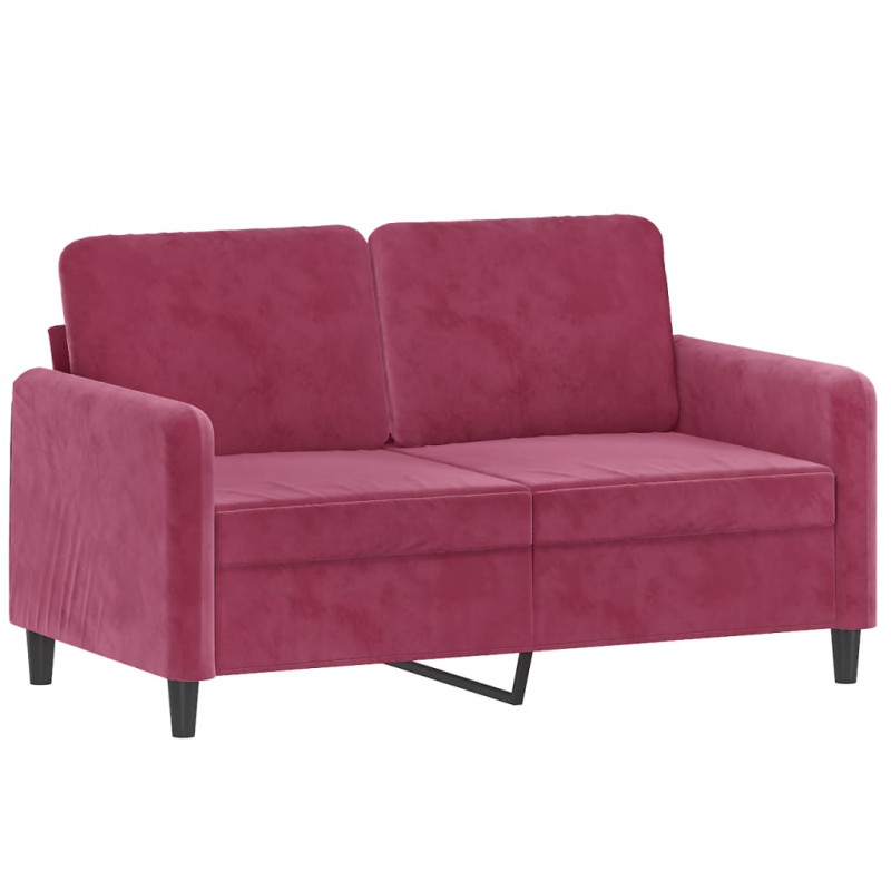 Sofa 2-osobowa, winna czerwień, 120 cm, tapicerowana aksamitem