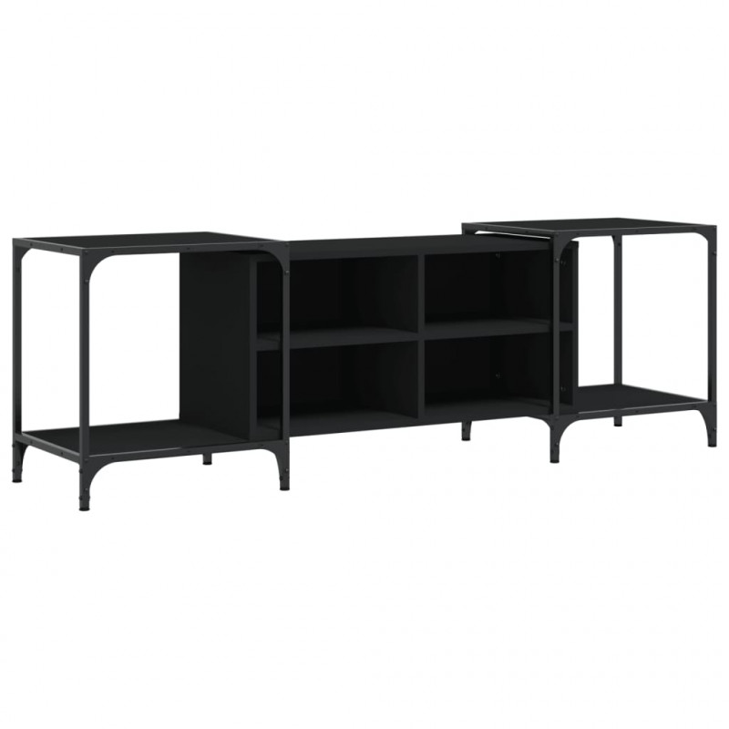 Szafka pod TV, czarna, 153x37x50 cm, materiał drewnopochodny