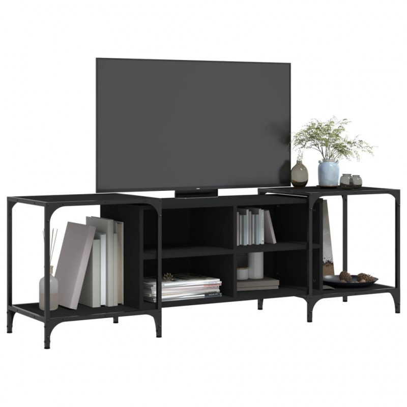 Szafka pod TV, czarna, 153x37x50 cm, materiał drewnopochodny
