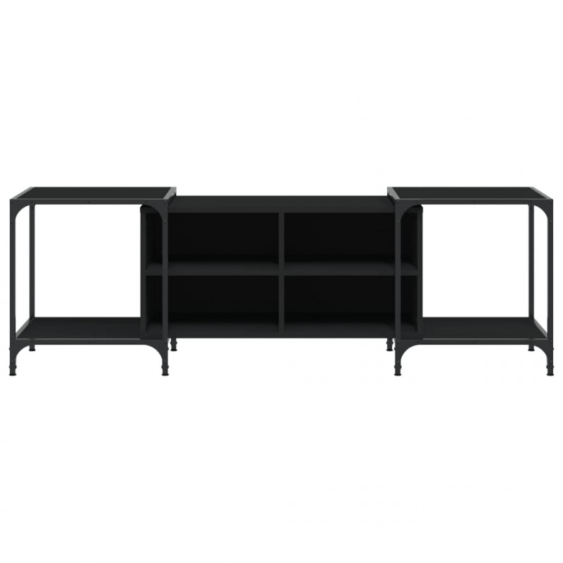 Szafka pod TV, czarna, 153x37x50 cm, materiał drewnopochodny