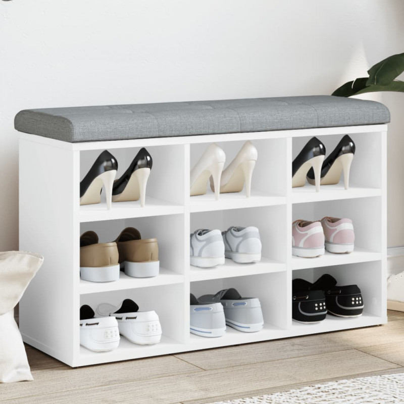 Ławka na buty, biała, 82x32x50 cm, materiał drewnopochodny
