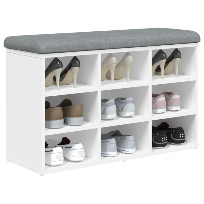 Ławka na buty, biała, 82x32x50 cm, materiał drewnopochodny