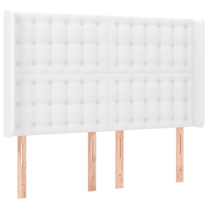 Łóżko kontynentalne z materacem i LED, biała ekoskóra 140x200cm