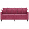 Sofa 2-osobowa, winna czerwień, 140 cm, tapicerowana aksamitem
