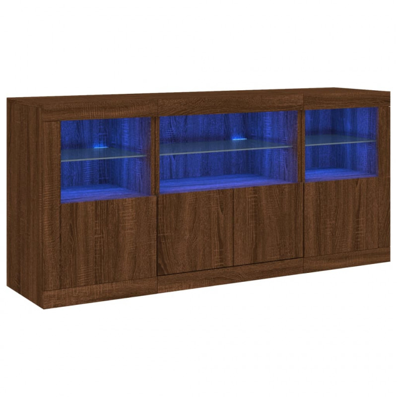 Szafka z oświetleniem LED, brązowy dąb, 142,5x37x67 cm