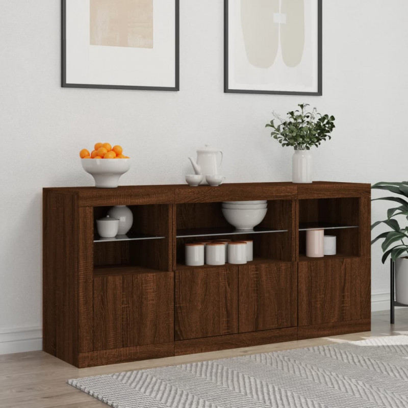 Szafka z oświetleniem LED, brązowy dąb, 142,5x37x67 cm