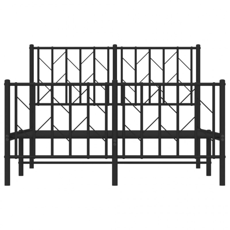 Metalowa rama łóżka z wezgłowiem i zanóżkiem, czarna, 120x200cm