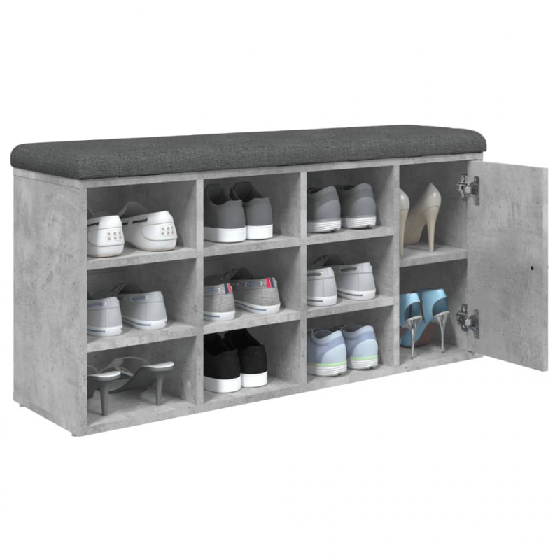Ławka na buty, szarość betonu, 102x32x50 cm