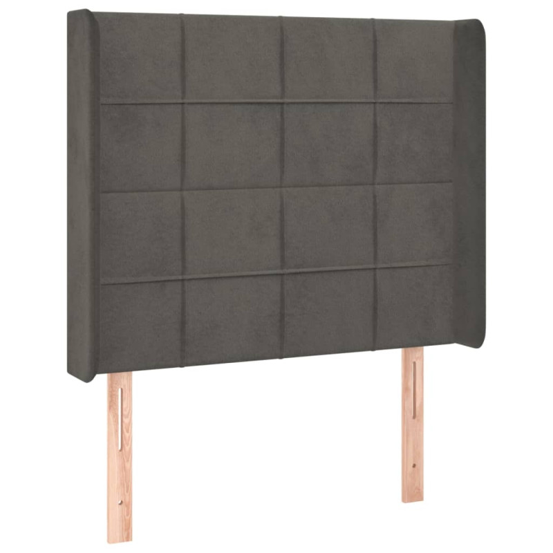 Łóżko kontynentalne z materacem i LED, szary aksamit, 80x200 cm