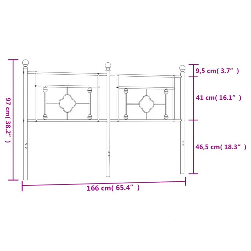 Metalowe wezgłowie, czarne, 160 cm