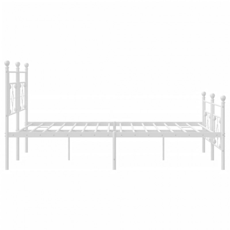 Metalowa rama łóżka z wezgłowiem i zanóżkiem, biała, 200x200 cm