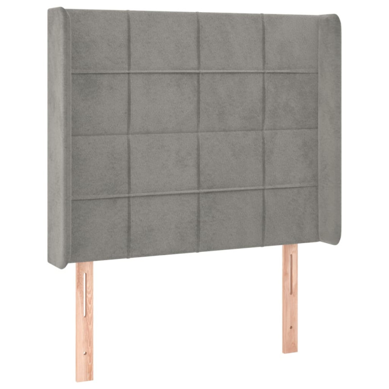 Łóżko kontynentalne z materacem i LED, szare 100x200cm, aksamit