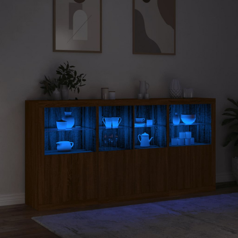 Szafka z oświetleniem LED, brązowy dąb, 202x37x100 cm