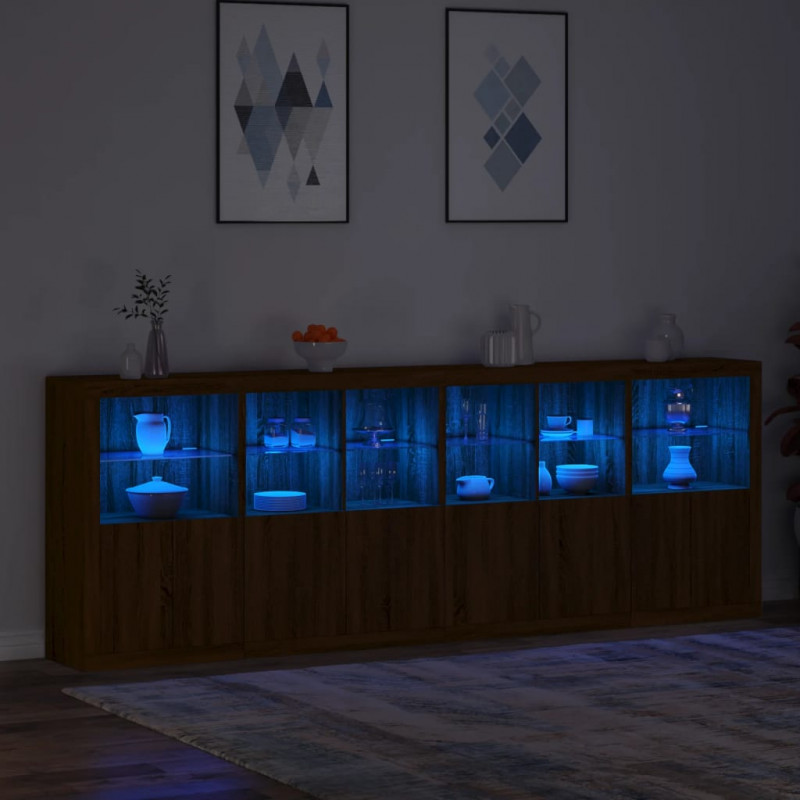 Szafka z oświetleniem LED, brązowy dąb, 283x37x100 cm