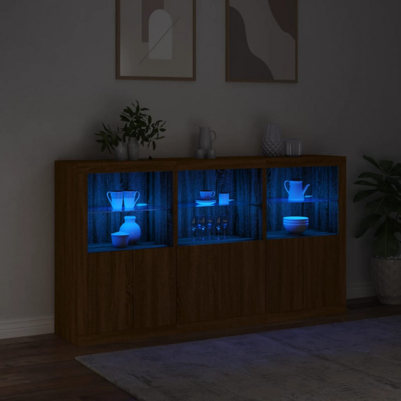 Szafka z oświetleniem LED, brązowy dąb, 181,5x37x100 cm