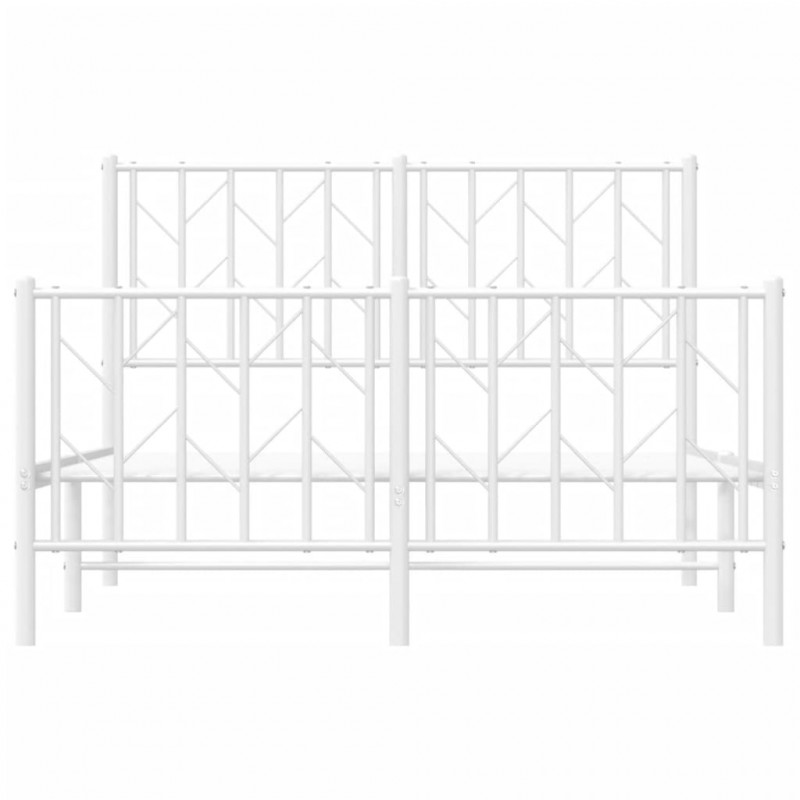Metalowa rama łóżka z wezgłowiem i zanóżkiem, biała, 120x200 cm