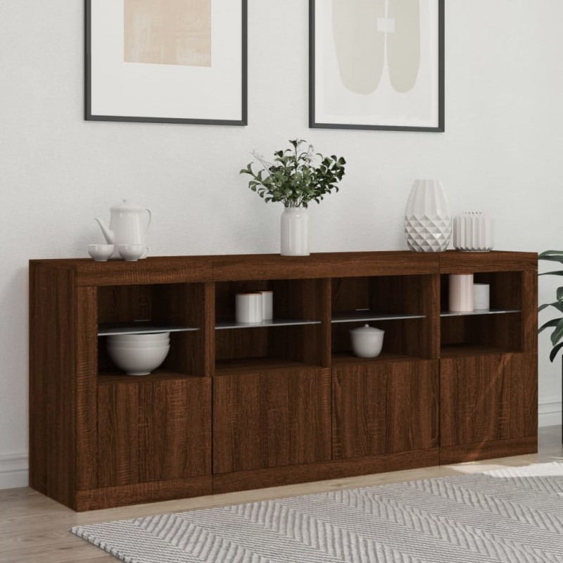 Szafka z oświetleniem LED, brązowy dąb, 163x37x67 cm