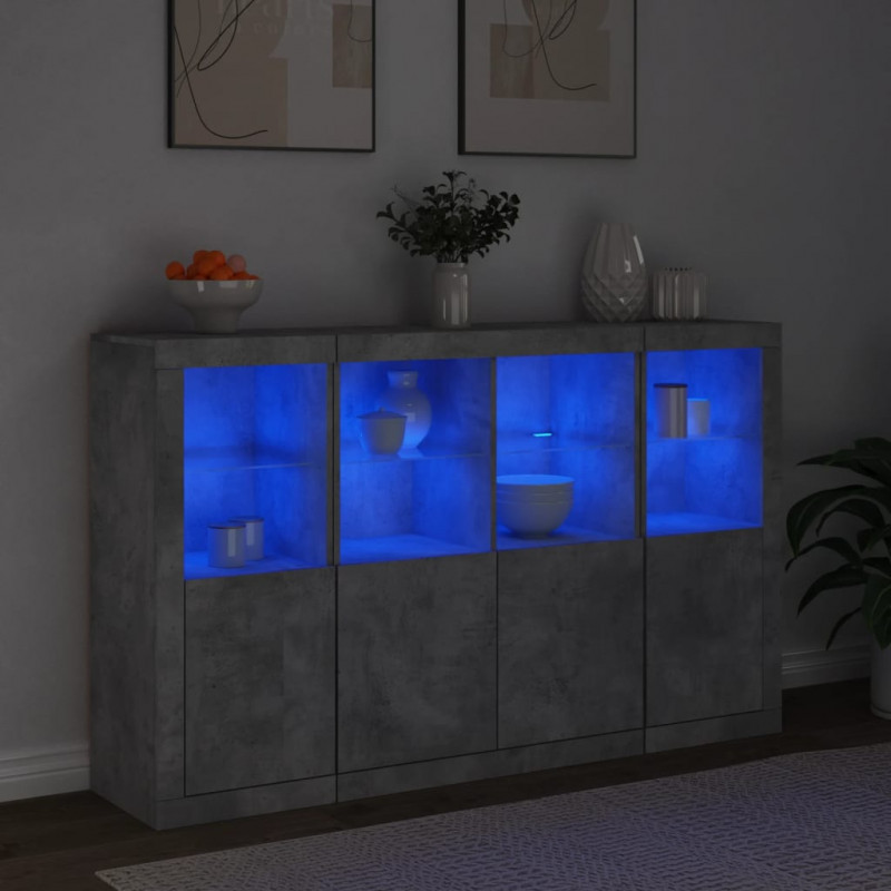 Szafki z oświetleniem LED, 3 szt., szarość betonu