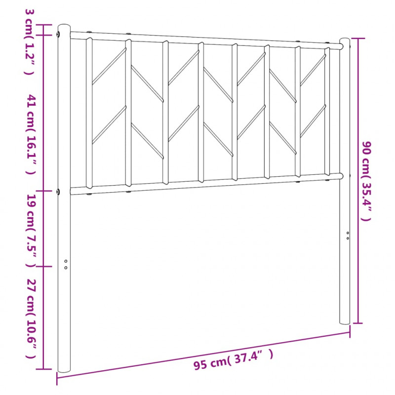 Metalowe wezgłowie, białe, 90 cm
