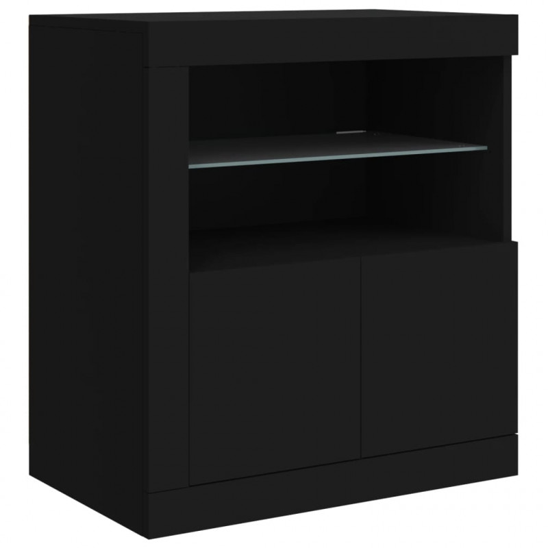 Szafka z oświetleniem LED, czarna, 162x37x67 cm