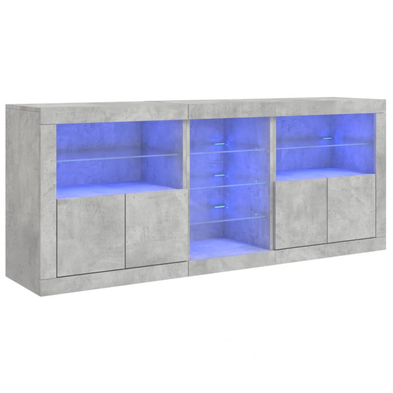 Szafka z oświetleniem LED, szarość betonu, 162x37x67 cm