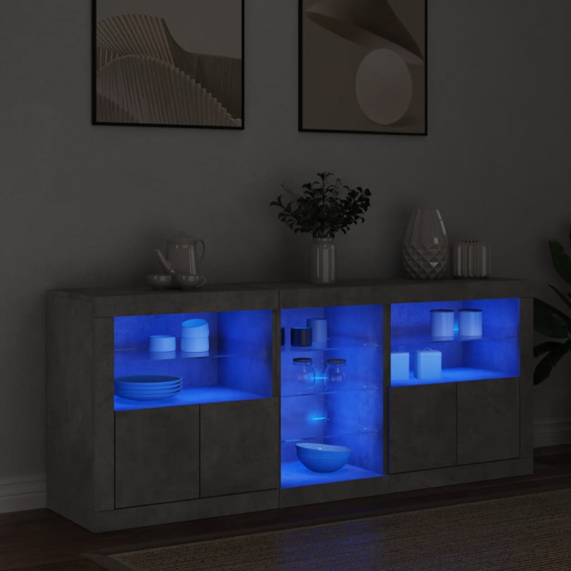 Szafka z oświetleniem LED, szarość betonu, 162x37x67 cm