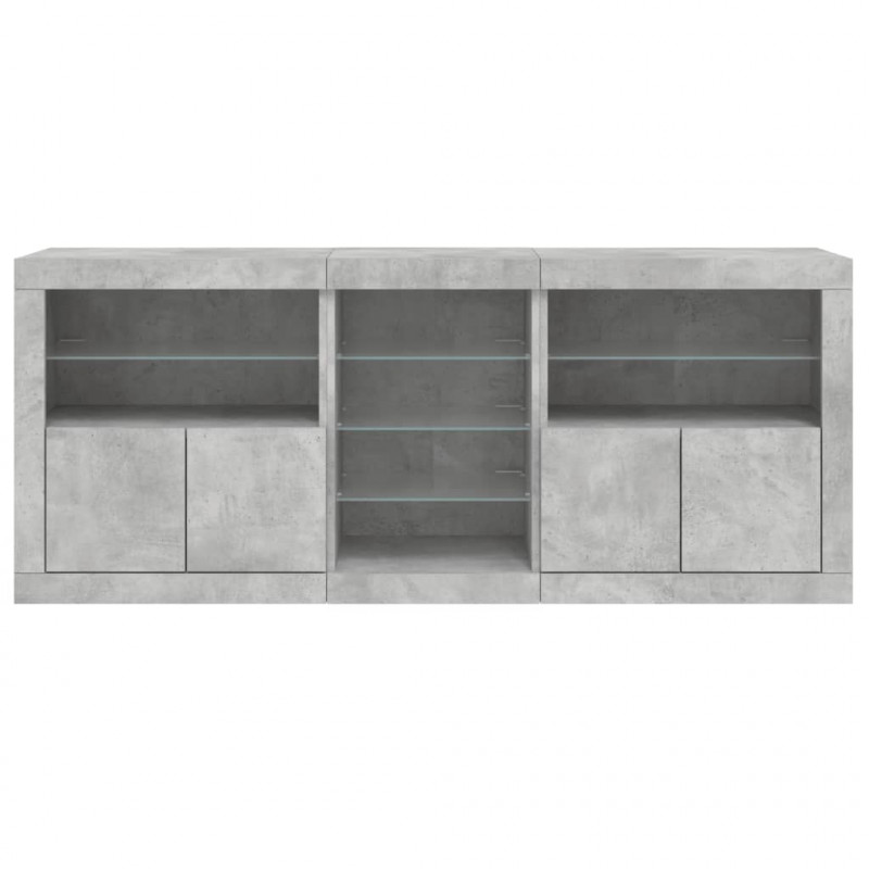 Szafka z oświetleniem LED, szarość betonu, 162x37x67 cm