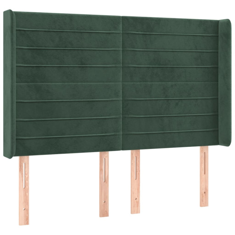 Łóżko kontynentalne z materacem i LED zielony aksamit 140x190cm