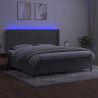 Łóżko kontynentalne z materacem i LED, szare 200x200cm, aksamit