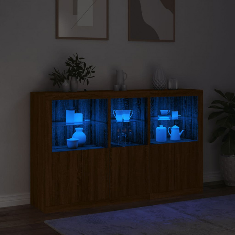 Szafka z oświetleniem LED, brązowy dąb, 162x37x100 cm