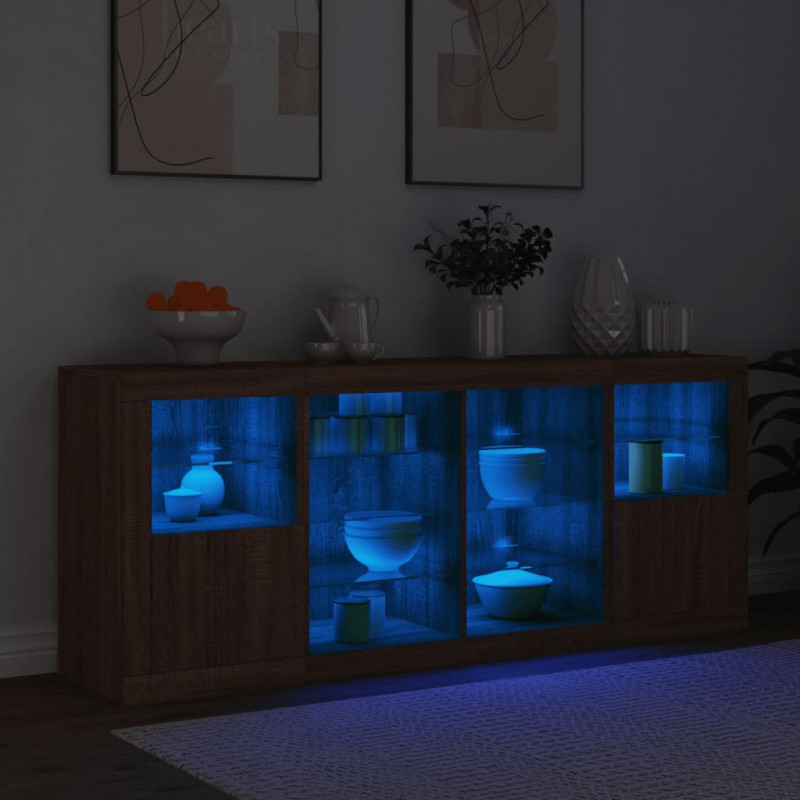 Szafka z oświetleniem LED, brązowy dąb, 163x37x67 cm