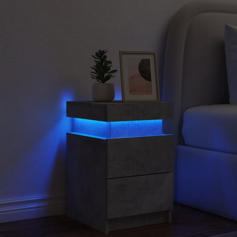 Szafka nocna z oświetleniem LED, szarość betonu, 35x39x55 cm